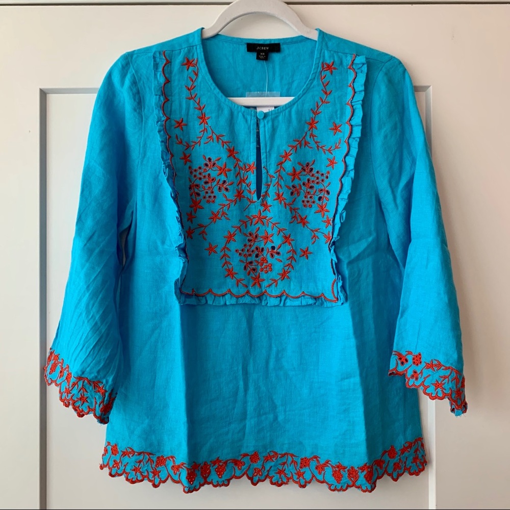 J.Crew Embroidered linen tunic - Picture 3 of 5